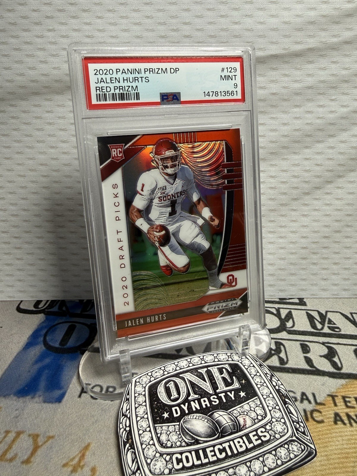 Panini PSA 9 2020 Draft Picks Jalen Hurts #129 Red Prizm Rookie Color Match