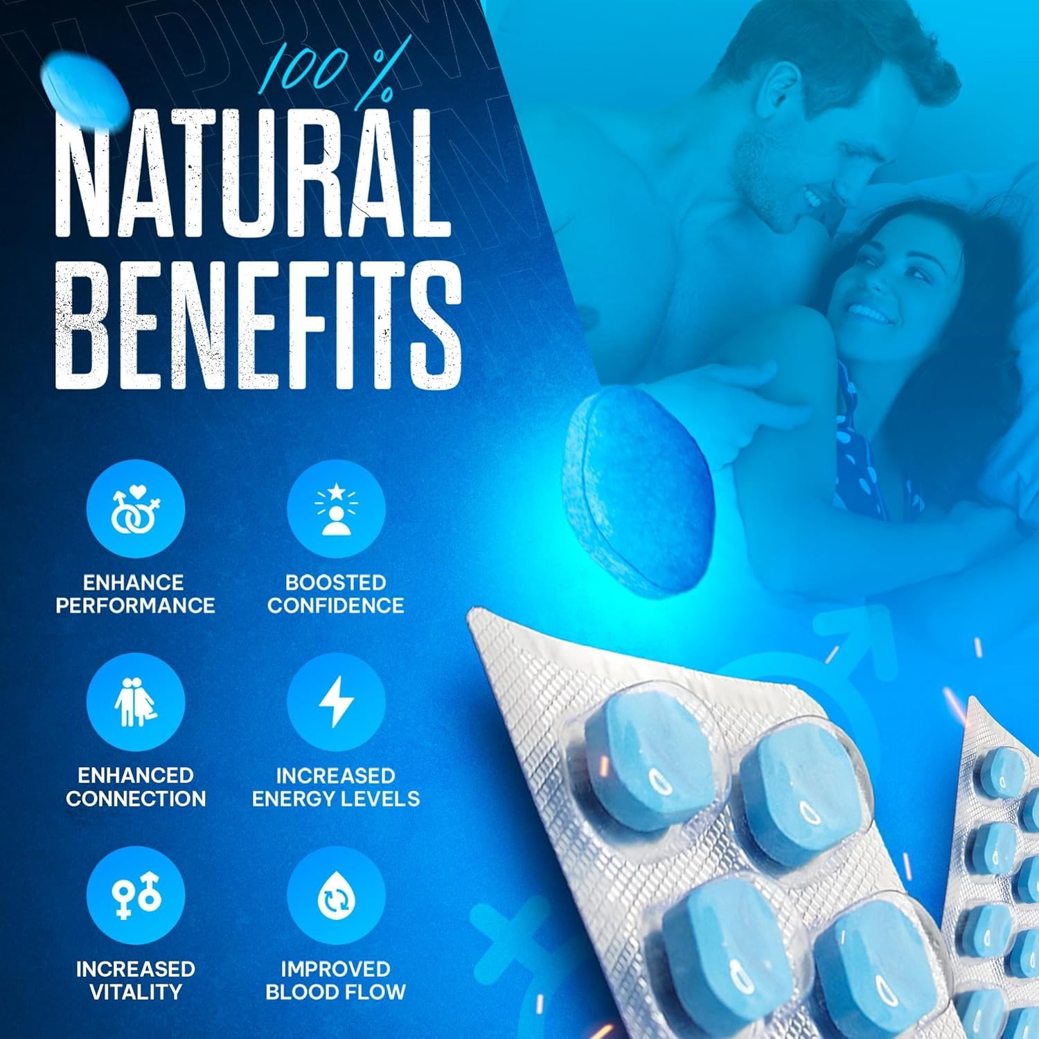 Blue 100 Herbal S+ Hombres Comprimidos Aumento de la Potencia Píldoras Erección Libido Sexo