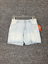 Wonder Nation Girls Denim Shorts Size 14 Blue Light Wash Floral Embroidered