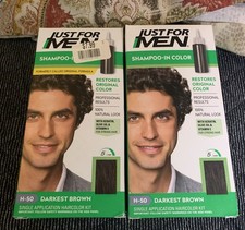 Lot X 2 Just For Men Shampoo-in Hair Dye for Men H-50 Darkest Brown NIB 2 Boxes