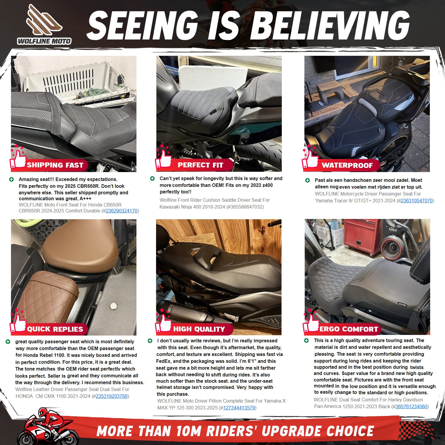 WOLFLINE Moto Driver Passenger Seat For Street Tripe 765 R S RS 2020-2022