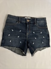 ABERCROMbie Kids Size 15/16 Mid Size Midi Shorts Jeans Floral Embroidery Cut Off