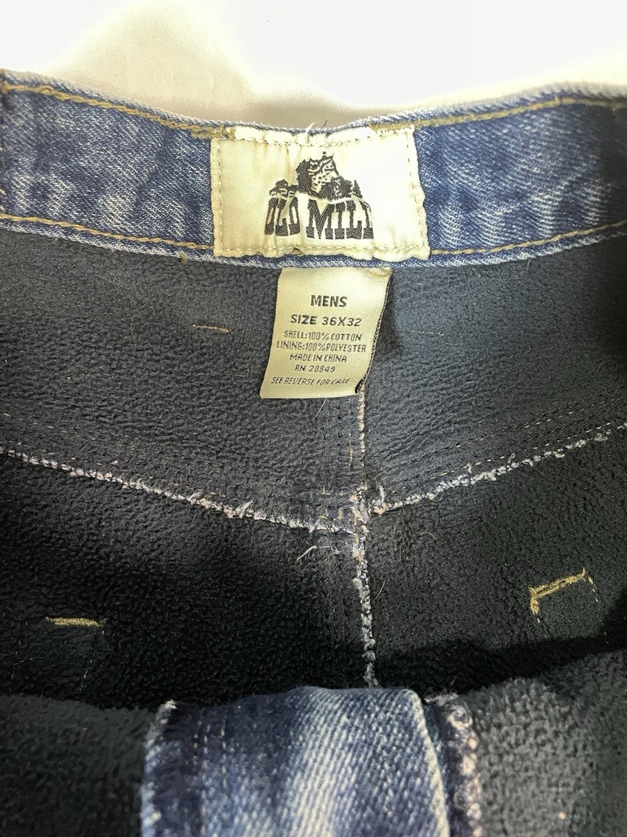 Old Mill Lined Jeans Mens Workwear Denim Distressed Broken-In Rugged Faded 36x32 View 4