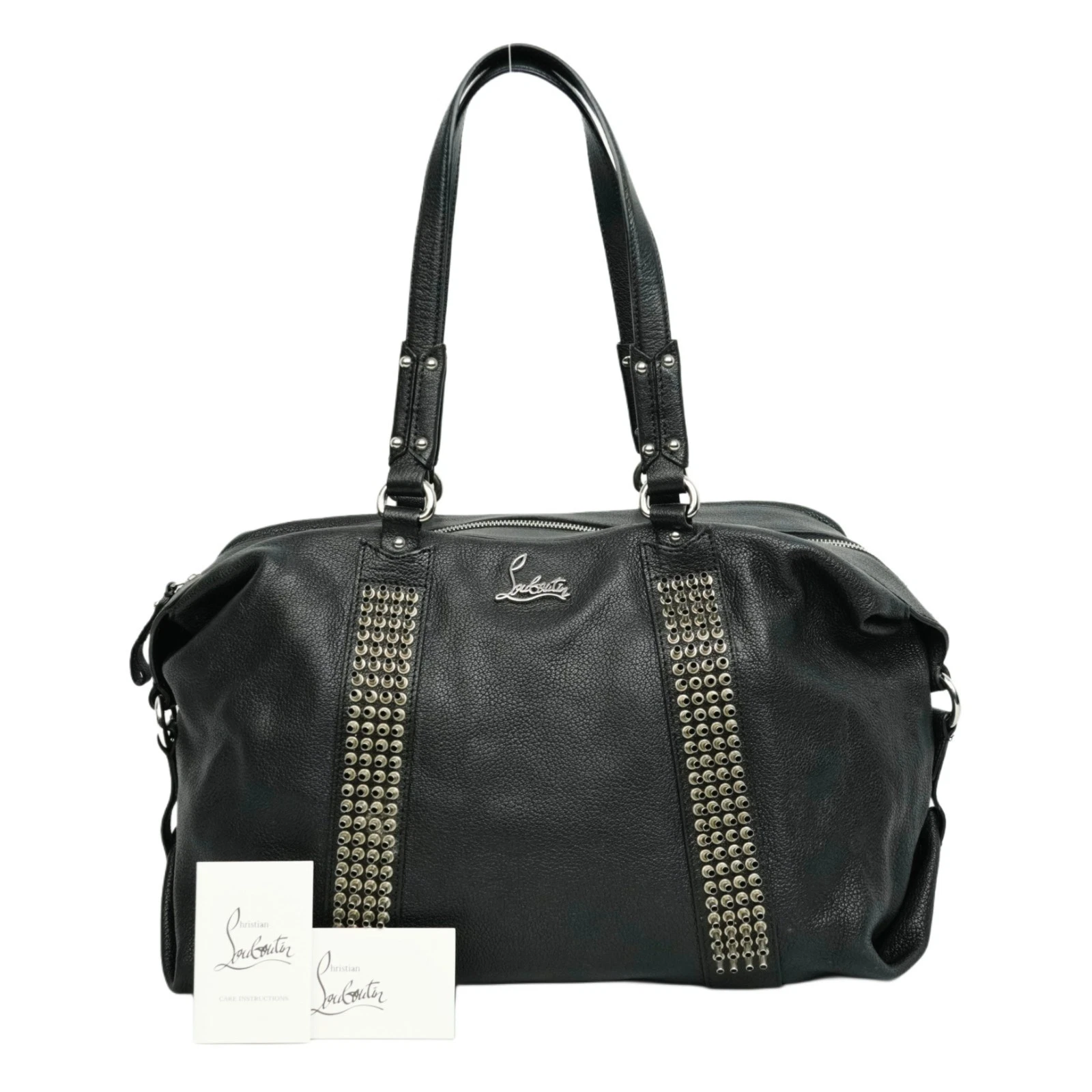 Christian Louboutin — Christian Louboutin Auth Studs Tote Bag Shoulder Boston Bag Leather Vintage