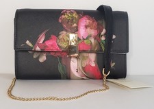 TED BAKER LONDON CYRA FLORAL MULTI METALLIC LEATHER LOCK  KEY CROSSBODY BAG NWT