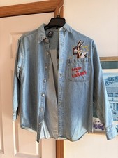 Vintage Warner Bros. Looney Tunes Wiley Coyote Denim Jacket WB Size XS Genius
