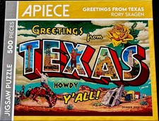 GREETINGS FROM TEXAS Jigsaw Puzzle 500 Pieces. Rory Sagan artist. Made in USA.
