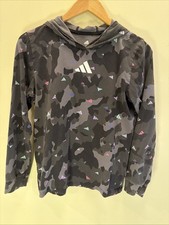 Girls Adidas Camo Sweatshirt Hoodie Size L 14-16 Pullover Casual Top