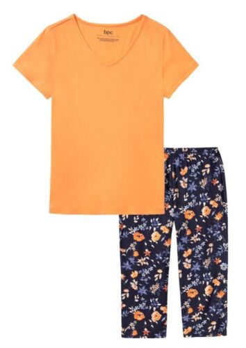 Damen Set Pyjama  Shirt und Capri Hose  100% Baumwolle Größe 36 bis 58 neu 60938 - Bild 1 von 5