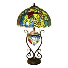 Tiffany Lamp Stained Glass Lamp 16x16x27 Inches Blue Grape Style Large Table ...
