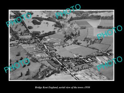 OLD LARGE HISTORIC PHOTO OF BRIDGE KENT ENGLAND AERIAL VIEW OF THE TOWN c1950 1