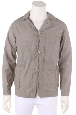 POST O ALLs striped shirt Patch Pockets S khaki white