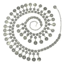 TianBo Vintage Antique Silver Color Coin Tassels Pendant Belly Dance Body Cha...