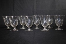 8 verres à eau anciens, en cristal taillé, nid d'abeille, époque Art Déco 11.2cm
