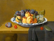 STILL LIFE PEACHES PLUM J. Hulsdonck Accent Tile Mural Backsplash Marble Ceramic