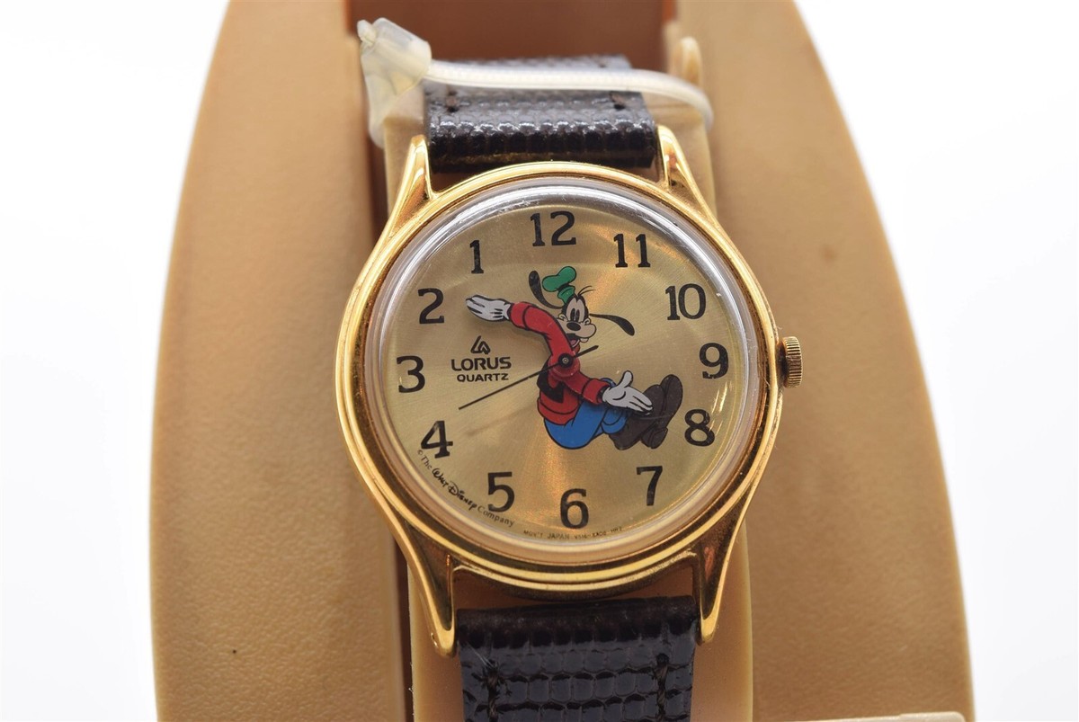 Lorus Disney Goofy Watch Vintage Quartz Silver Tone V516-6A00 Backward Movement Vintage Disney Lorus Backward Goofy Watch V516-6A00 Gold  main image 3