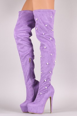 lilac thigh high boots