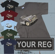 Morris Minor T Shirt, Personised Plate Classic Car six colours S-5XL