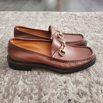 Gucci Calfskin Leather Slip-on Horsebit Loafers in Brown  display picture 1