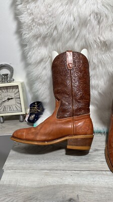 Vintage Miragum Sole Leather Tan Boots steel toe Mens Sz 9 D  display picture 2