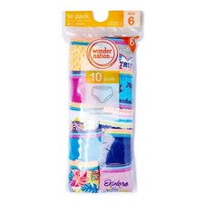 Wonder Nation Girls Briefs, 10-Pack, Assorted, Size 4