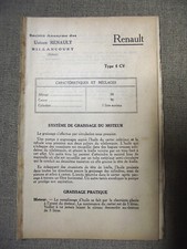 Guide du Garagiste Kervoline 1928 RENAULT VOITURE TYPE 6 CV Automobile