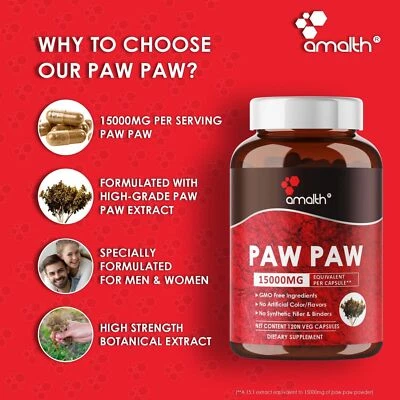 AMALTH Paw Paw Bark 15:1 Extrakt Pulver 120 Kapseln