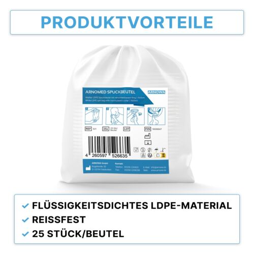 Spuckbeutel mit Mundstück 25 Stk Brechbeutel 2000ml ARNOMED Auffangbeutel dicht - Bild 6 von 7