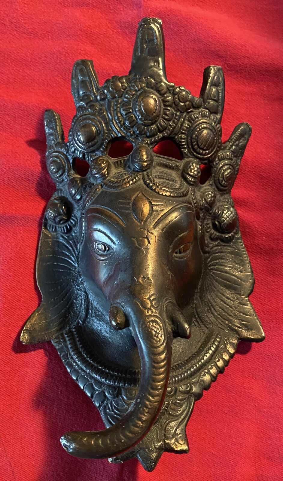 Antique Bronze Hindu Lord Ganesha wall Plaque statue home decor