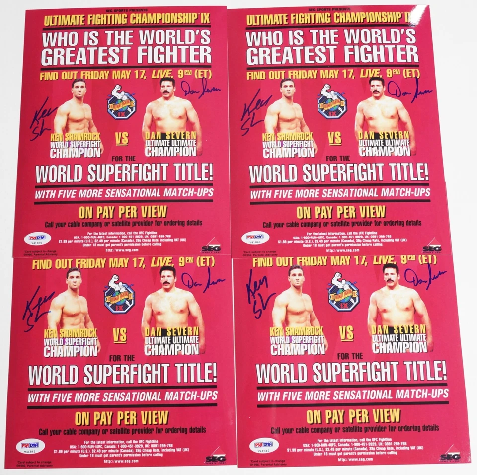 Ken Shamrock & Dan Severn Signed UFC 9 8x10 Photo Poster PSA/DNA COA Autograph - Image 2 of 4