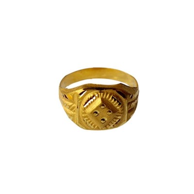 22K/18K Real Certified Fine Yellow Gold Octagon Design Kids Ring