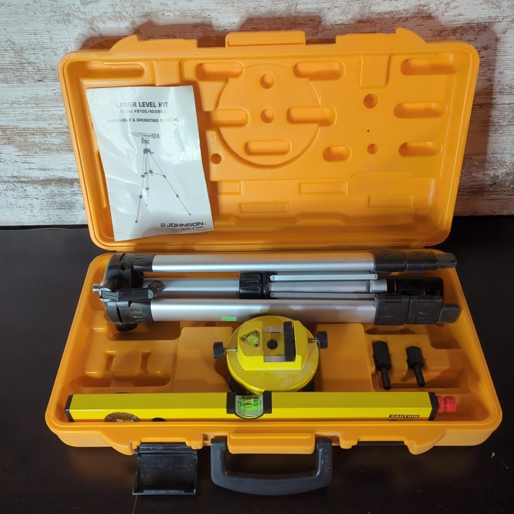 LASER LEVEL Tool Kit, Tripod, manual, Beam Splitter, & Hard Case, Johnson #9100