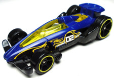 2014 HOT WHEELS CFL02 CARBIDE #02 BLUE 1:64 DIECAST 2 5/8" RACE CAR W/ YELLOW