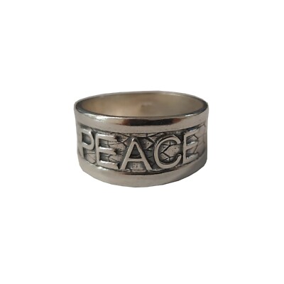 Handmade 925 Silver Ring PEACE Band Ring Statement Men Women