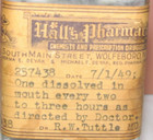 HALL'S PHARMACY WOLFBORO, NH Vintage Medicine Bottle w/Black Tablets WYITH 1949 — photo 2