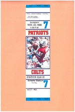 Baltimore Colts at New England Patriots 11-23-1980 ticket Stanley Morgan photo B
