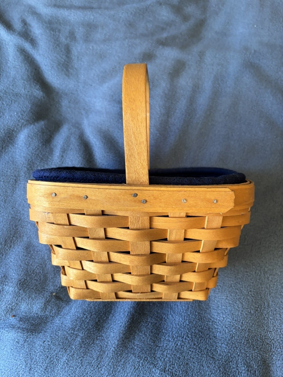 Longaberger Small Basket with Blue Liner and Plastic Protector