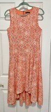 TOMMY HILFIGER Women's Fit & Flare Coral Lace Sleeveless Midi Size 10