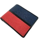 STINGRAY SKIN LEATHER BIFOLD MEN WALLET BLUE RED COLOR OUTSIDE BLACK INSIDE