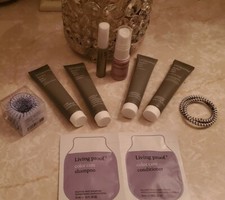 Living Proof 10 piece Travel lot with free samples and Hair ties  