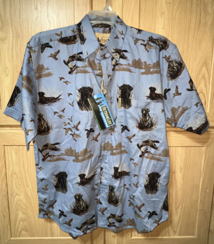 Outdoor Life Button-Up Shirt Blue Dog Duck Print Men’s Size Medium New ...
