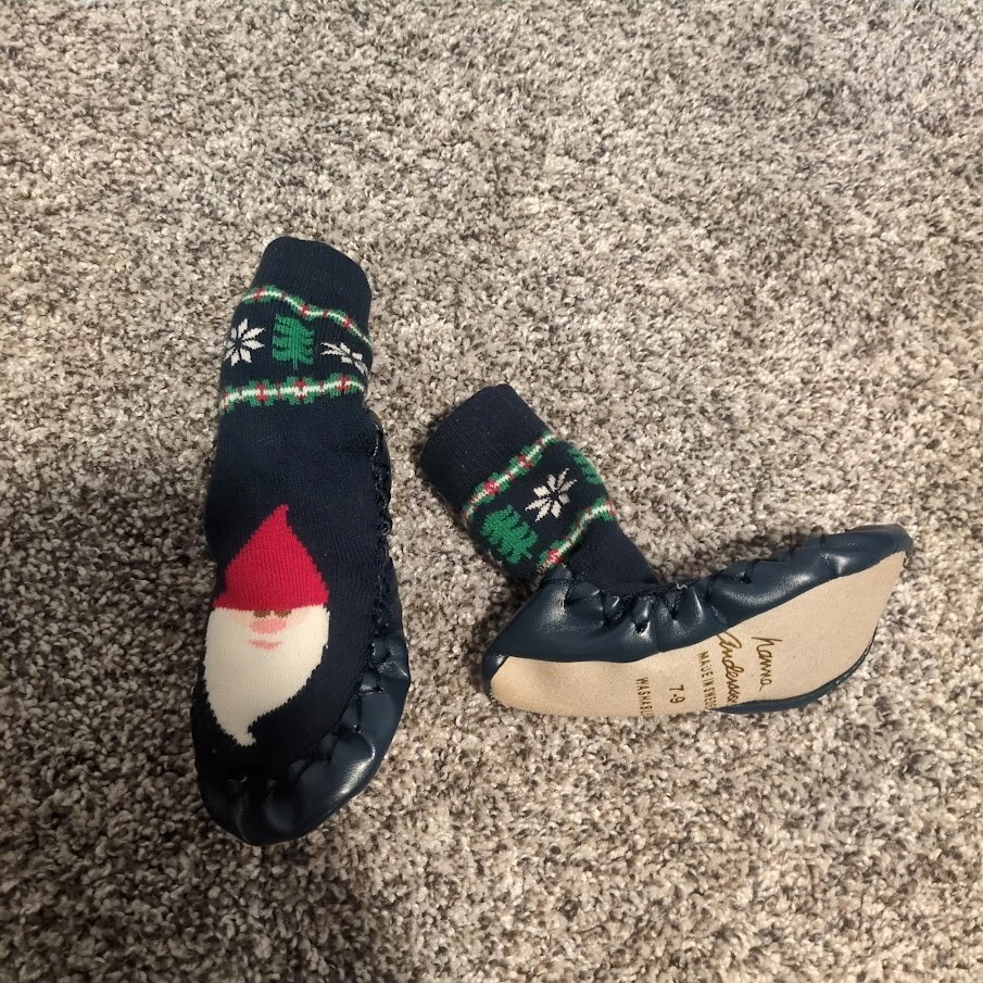 Zapatilla Hanna Andersson Mocasín Infantil Bebé Talla 7-9 Gnomo Santa Azul Foto 2 de 4