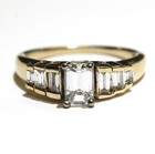 GIA 14k yellow gold 1.07ct emerald 3 stone diamond engagement ring 4g unique 7 — photo 1