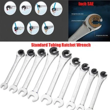 Standard Tubing Ratchet Open End Wrench 72 Gears CR-V Inch SAE Repair Spanner 