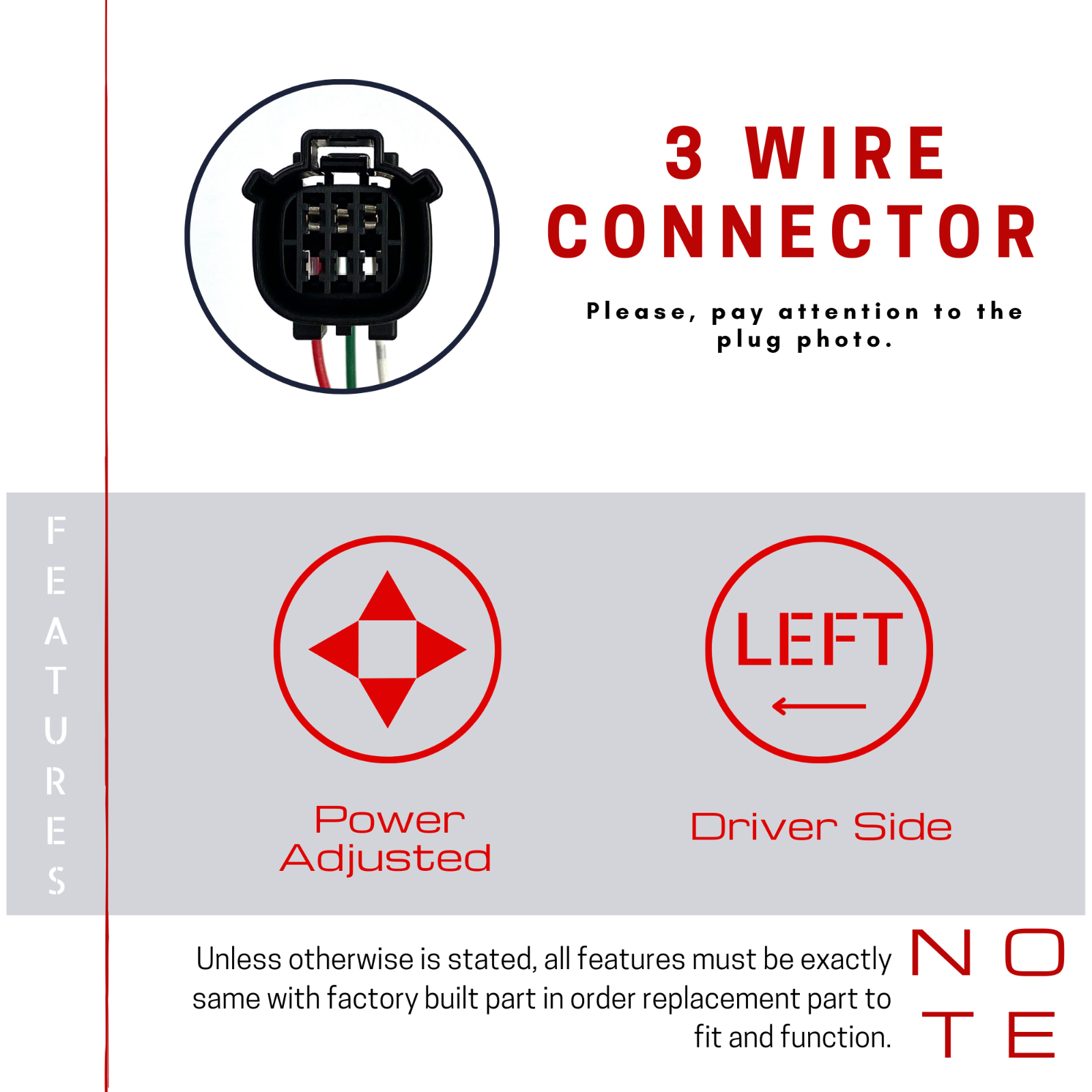 For 2015-19 FORD Transit 150 Cargo Passenger Side Mirror Right Power Non- Heated - Foto 9