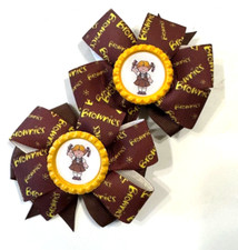 Beautiful Brownie Girl Scouts Set of Pigtail hair bows for girls.