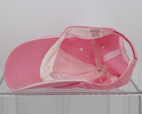 Fleur De Lis New Orleans Hat Pink Hook Loop Baseball Cap Youth Sz Cotton Saints - Picture 3 of 3