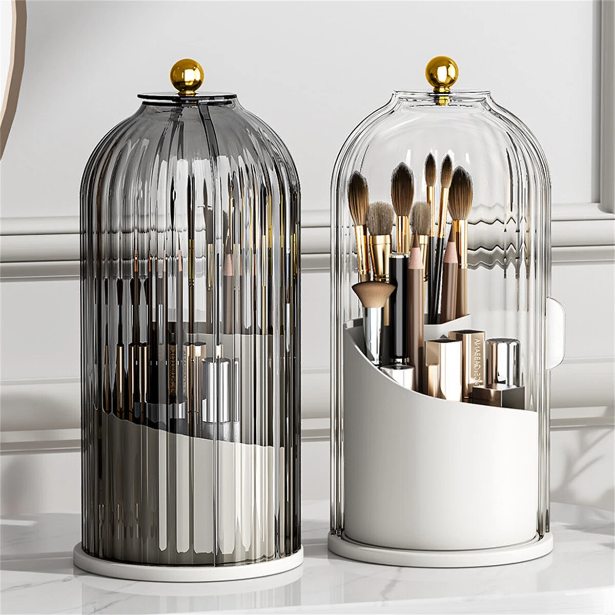 Makeup Brush Holder Organizer with Lid 360 Rotating Clear Dustproof case cover
Opens in a new window