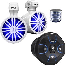 Pyle PLMRBT18 Bluetooth Marine Controller, 2x 3.5 20W Max Off-Road Speakers