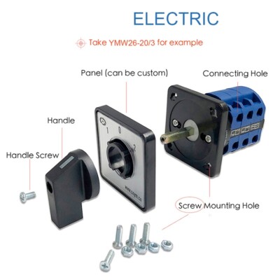 K63E003WP | Schneider Electric, 3P 3 Position 60° Motor Reversing Cam Switch,  690V (Volts), 63A | RS Self-reset Cam Switch 3 Position 20A 690V One Level Screws Rotary